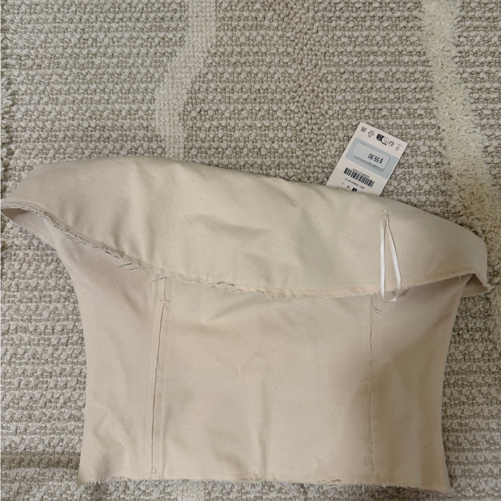 Zara Cream Strapless Fold-Over Bustier Top